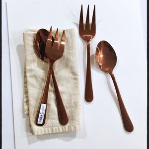 Serving Spoon & Serving Fork - Copper Mirror